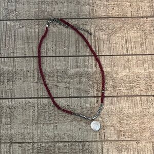 Elegant Red Beaded Necklace with Silver Accents